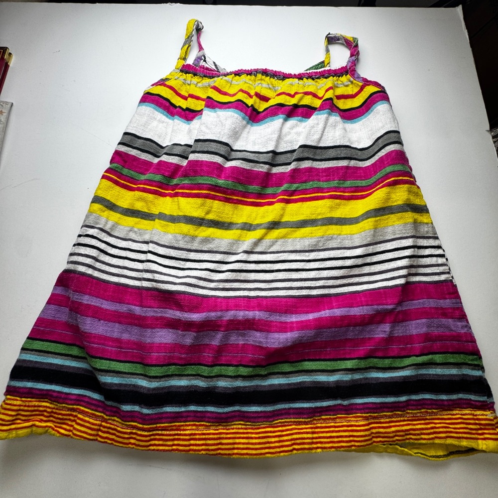 Peek Kids Girls Multi Color Striped Cotton Sleeveless Dress Size S 4-5